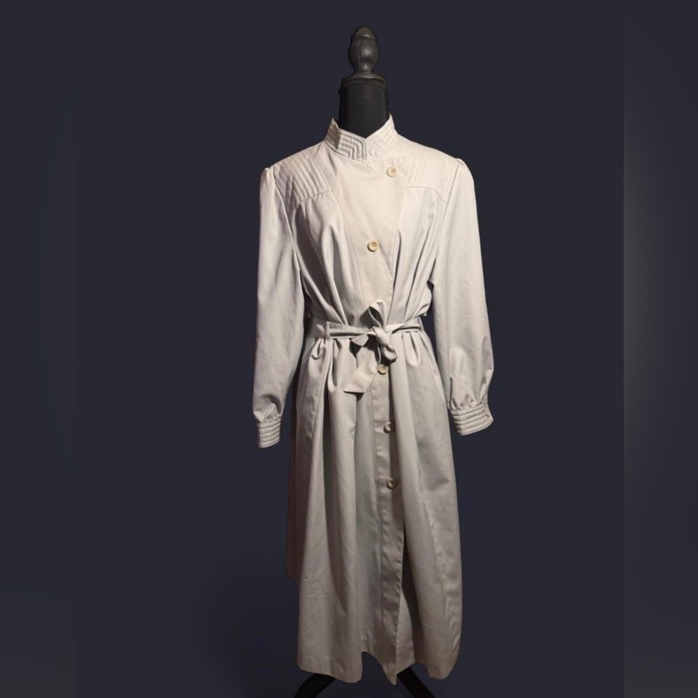 Vintage 1980s Elegant Gray Trench Coat